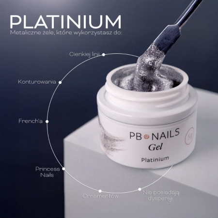 Metaliczny niebieski żel do zdobień PB NAILS Platinium Gel 03